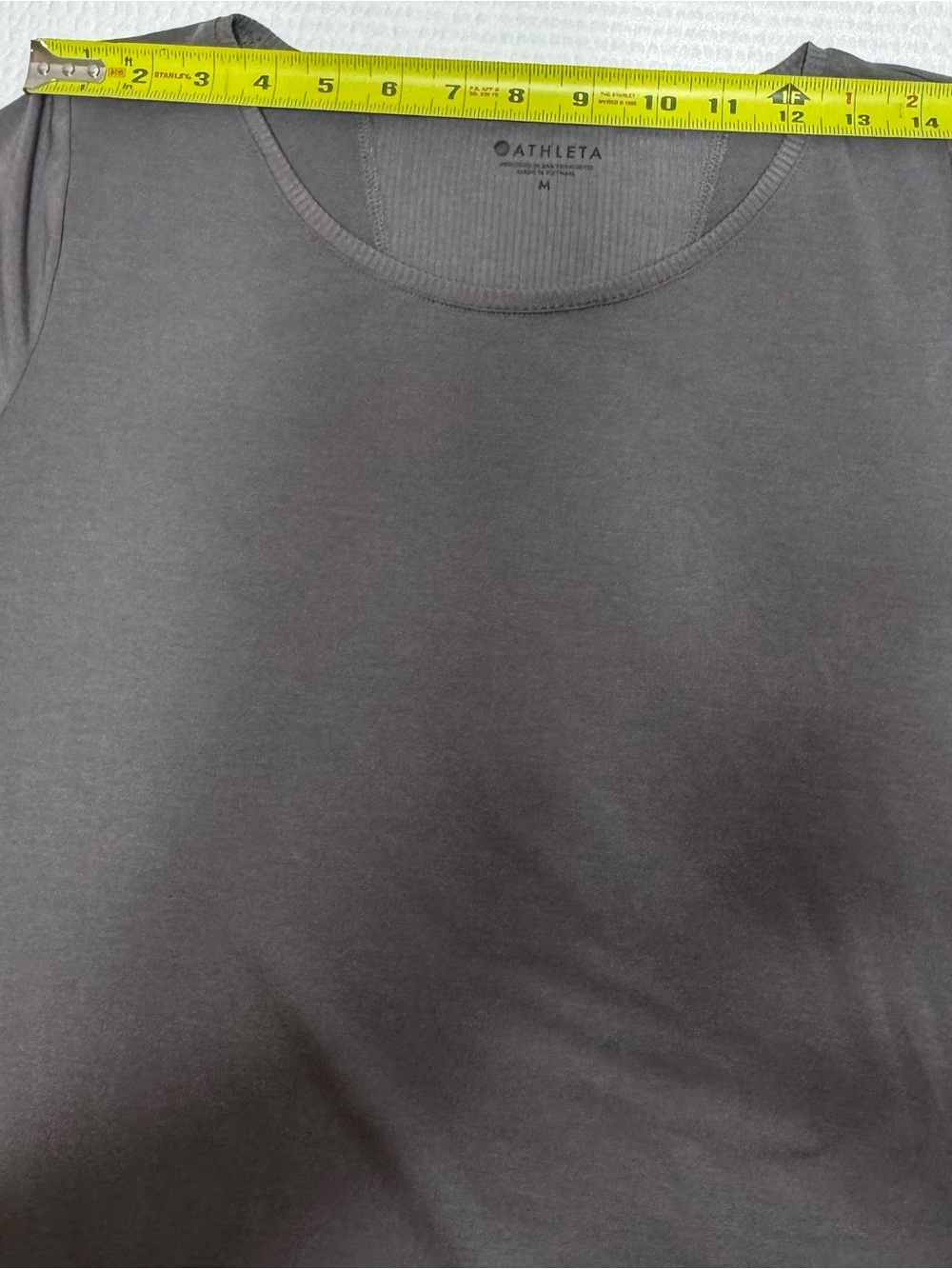 Athleta Women's Long Sleeve Round Neck Top in Charcoal Gray split back - Picture 4 of 8